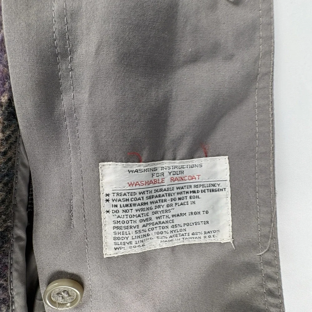 VTG Downpour Trench Coat Womens 16 Gray Long Utility Coat Wool Lined Old Money‎